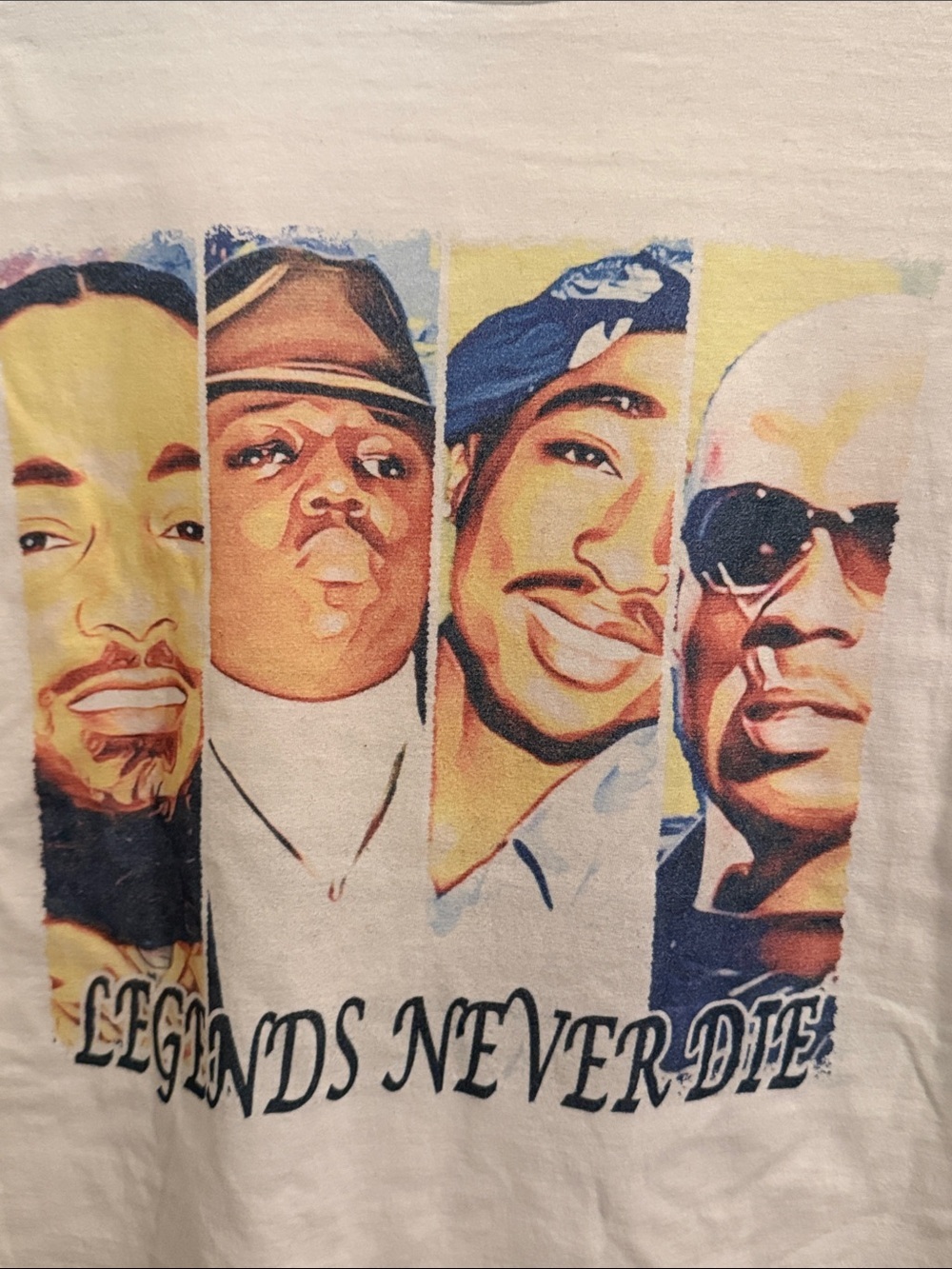 White Graphic Tee with 'Legends Never Die' Portrait Print - Picture 4 of 5